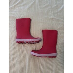 Kamik Youth Girls Size 3 Rubber Rain Boots Pink Anti Odor Wellies Outdoors Play